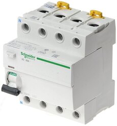 iID 4Р 40A 300mA AC Блок утечки тока 4-полюсный, 40A, 300mA, тип АC (УЗО) Schneider Electric, A9R44440