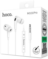 Наушники M101 Pro, Crystal joy wire-controlled, HOCO, вакуумные с микрофоном, белые