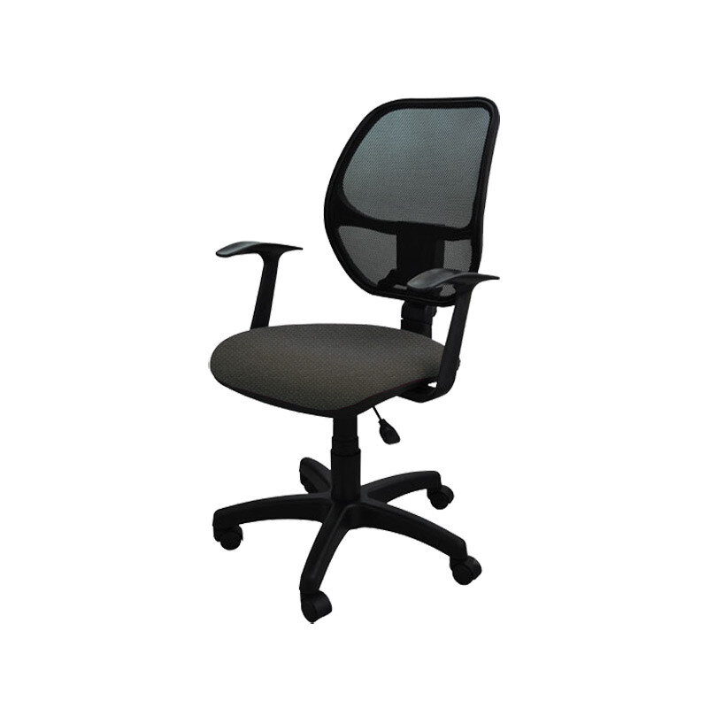 Компьютерное кресло Меркурий ПВМ, цвет серый, спинка чёрная сетка