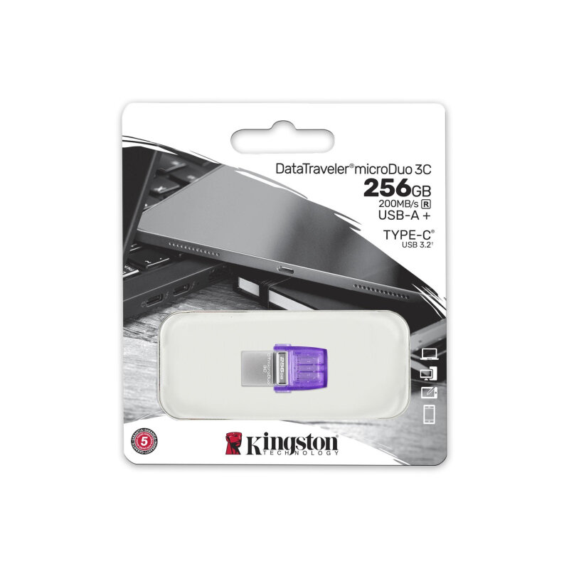 Флешка Kingston DataTraveler microDuo 3C 256ГБ USB3.0 фиолетовый (DTDUO3CG3/256GB) - фото №8