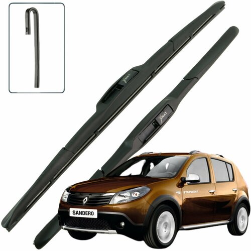 Дворники Renault Sandero Stepway (1) 5S Рено Сандеро Степвэй 2010 2011 2012 2013 2014 Щетки стеклоочистителя гибридные 500мм-500мм к-т 2 шт