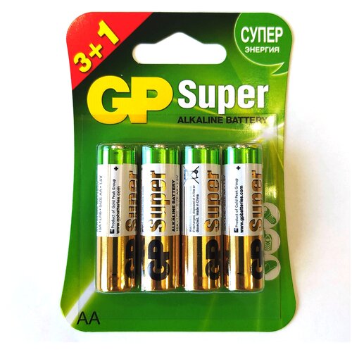 Батарейка GP Super LR6 AA BL3+1 Alkaline 1.5V (4/40/320)