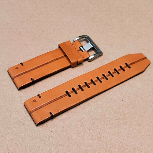 Ремешок QuickFit 26 мм для Garmin Fenix 7x / 6x / 5x / 3, Enduro 2 / Tactix 7, Tactix Delta быстросъемный натуральная кожа / замша (серебристая пряжка)