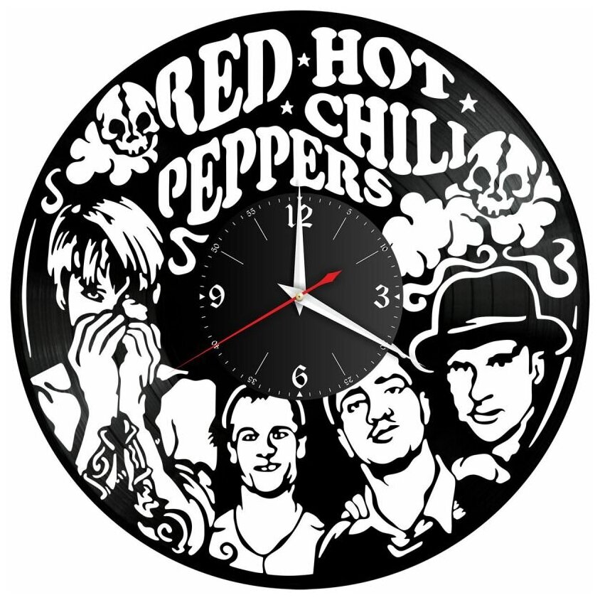 Часы из винила Redlaser "группа Red Hot Chili Peppers, RHCP, ред хот чили пеперс" VW-10149