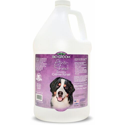 Bio-Groom Anti-Shed Creme Rinse кондиционер-ополаскиватель против линьки, концентрат 1:4, 3.8 л bio groom anti shed шампунь против линьки концентрат 1 8 3 8 л