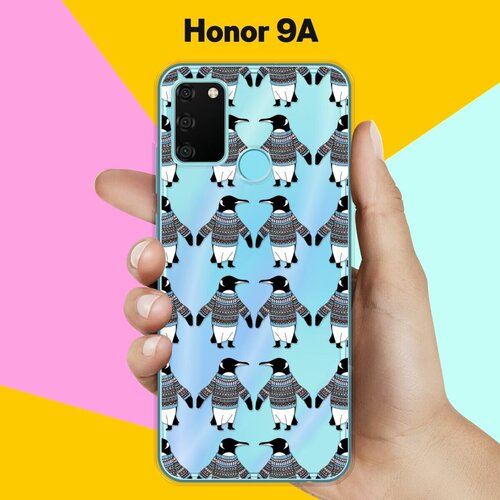 Силиконовый чехол на Honor 9A Узор из пингвинов / для Хонор 9А силиконовый чехол узор из пингвинов на honor 9a