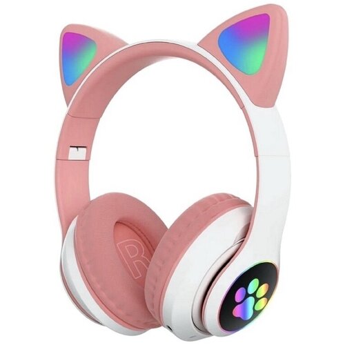 Беспроводные наушники с ушками кошки Cat ear VZV-23M Bluetooth 5.0 розовые