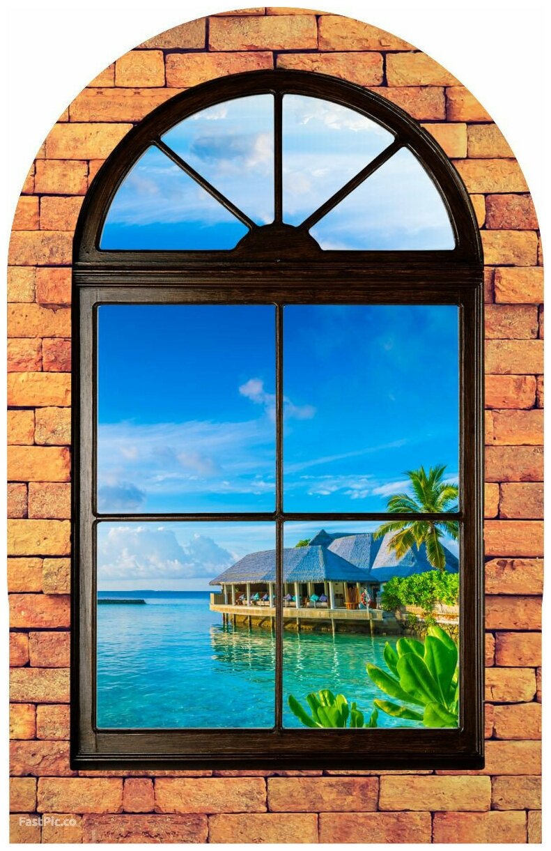 Наклейка интерьерная "Окно на морюшко" с сильным клеевым слоем