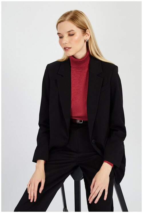 Пиджак Baon, удлиненный, силуэт свободный, размер 52, черный