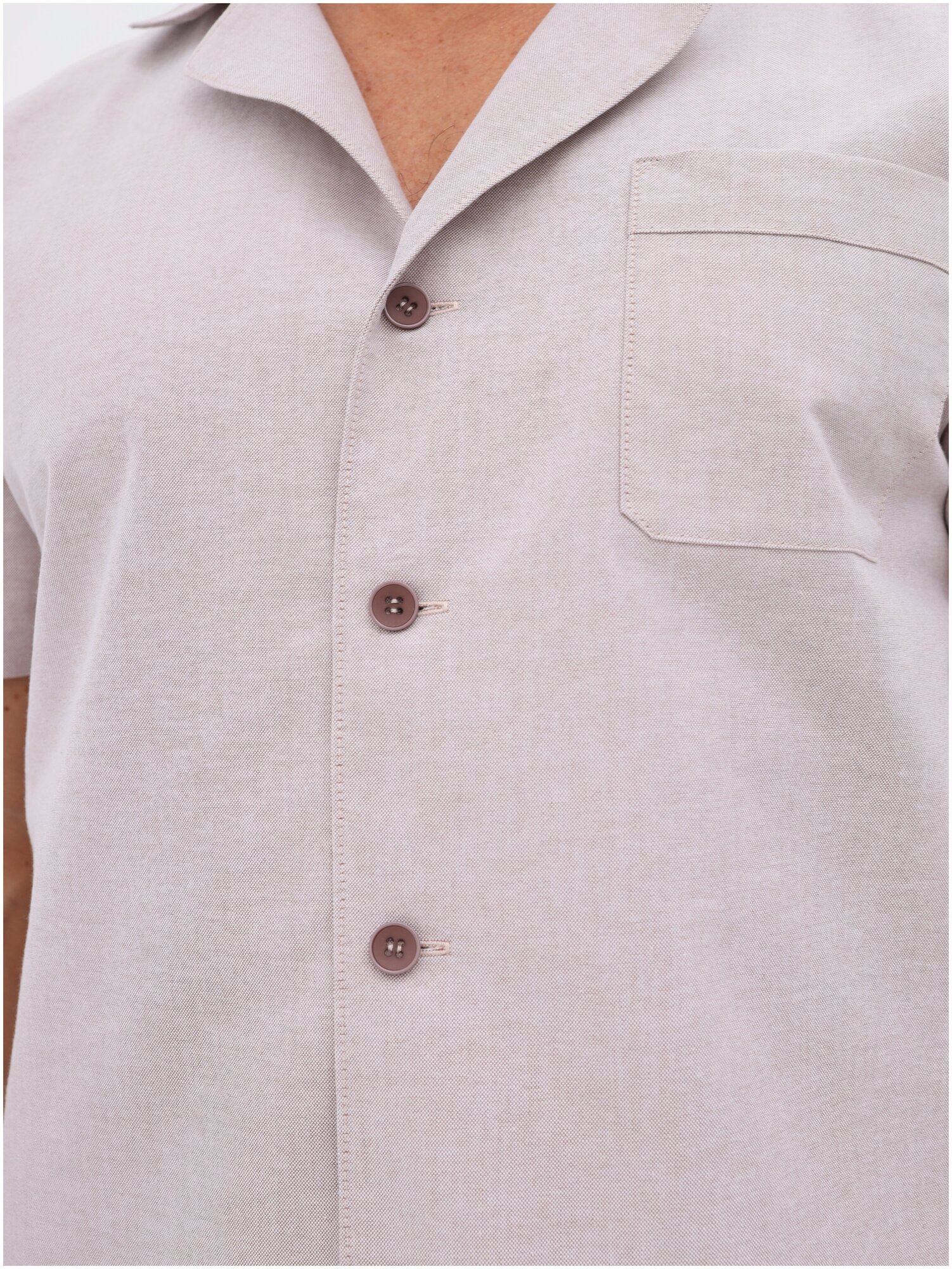 Мужской комплект из хлопка и льна с шортами и рубашкой "Капучино" размер 56 - фотография № 3