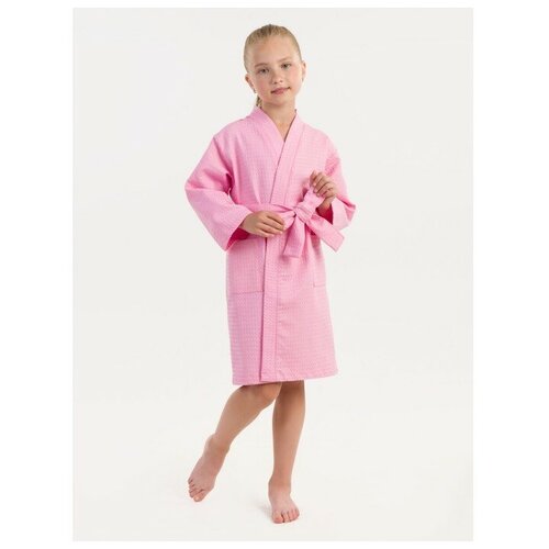 Халат вафельный детский BIO-TEXTILES Кимоно размер 36 розовый для девочки