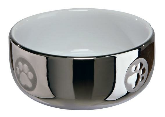 Миска для собак Trixie Ceramic Bowl S, размер 12см., серебряный / белый - фотография № 2