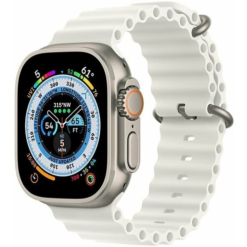 Силиконовый браслет Ocean Band для Apple Watch 42/44/45/49/ ремешок для Smart X8 Ultra, Smart GS8 Ultra, белый