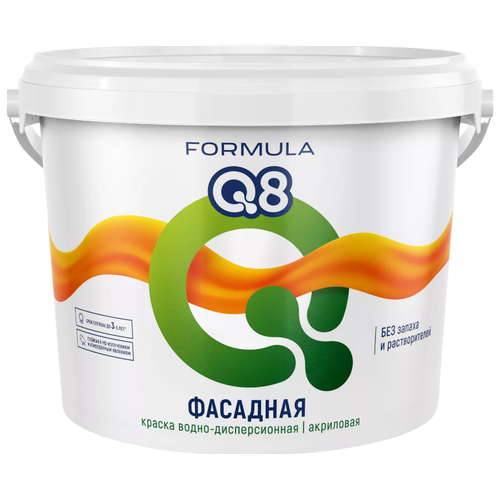 краска воднодисперсионная formula q8 фасадная матовая 5 кг Краска акриловая Formula Q8 Фасадная белоснежная матовая белый 0.18 л 5 кг