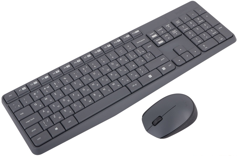 Клавиатура и мышь Logitech MK235 Wireless Keyboard and Mouse, серый