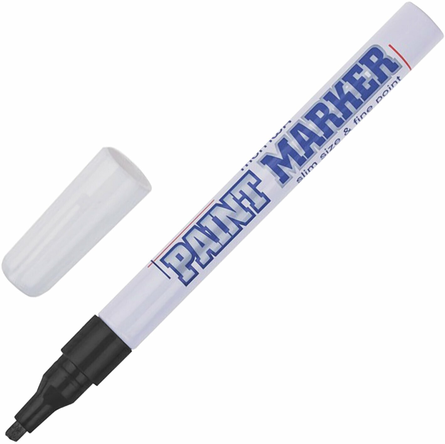 Маркер-краска лаковый (paint marker) MUNHWA "Slim", 2 мм, черный, нитро-основа, алюминиевый корпус, SPM-01