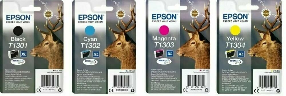 Epson T1301 C13T13014012 T1302 C13T13024012 T1303 C13T13034012 XL T1304 C13T13044012