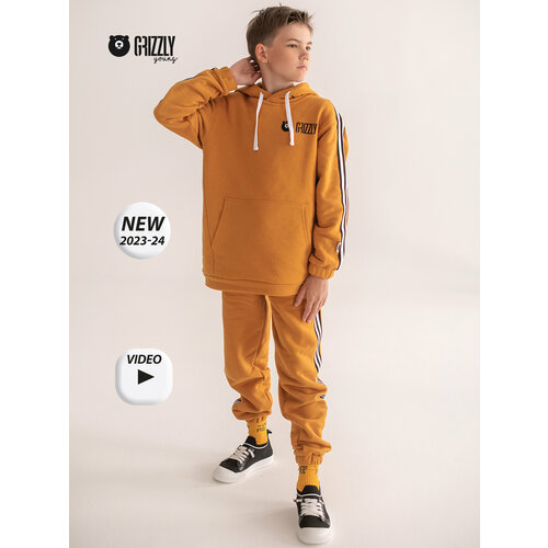 фото Комплект одежды grizzly, худи и брюки, спортивный стиль, размер 146, коричневый