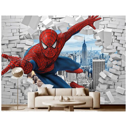 Фотообои на стену детские Модный Дом Супергерой Человек Паук 350x250 см (ШxВ)