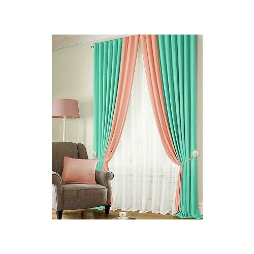 фото Комплект штор томдом клом (бирюзово-розовый)