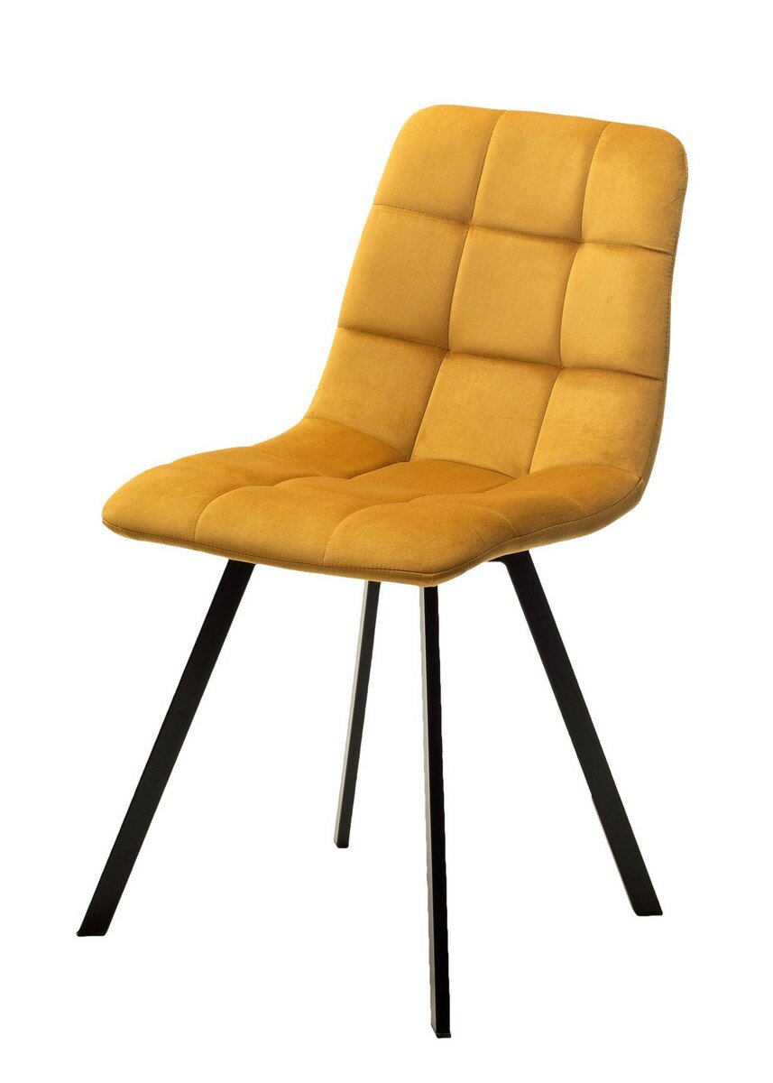 Стул CHILLI SQUARE BLUVEL-68 желтый, велюр / черный каркас М-City комплект из 4х стульев