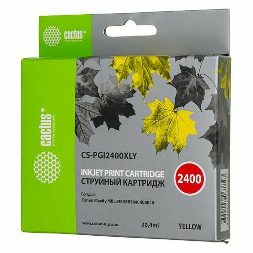 Картридж Cactus CS-PGI2400XLY, PGI-2400XLY, желтый пигментный / CS-PGI2400XLY