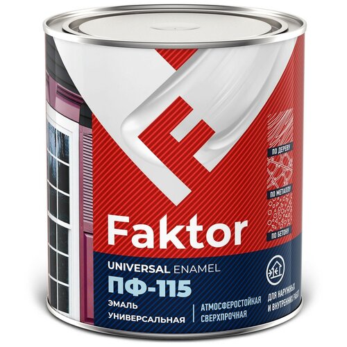 Эмаль универсальная, атмосферостойкая ПФ-115 Faktor (0,8кг) черный