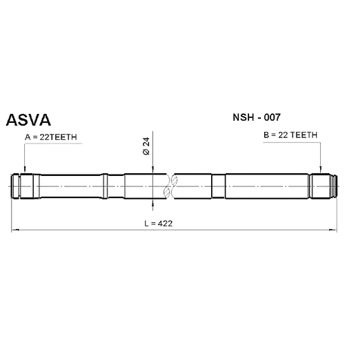 Полуось левая 22x422x22 Asva NSH007