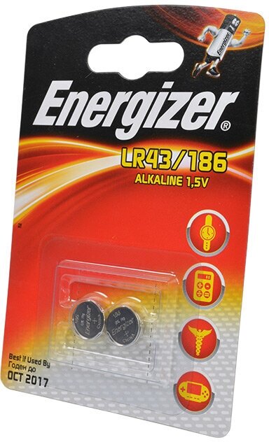 Батарейка Energizer LR43/186, в упаковке: 2 шт.