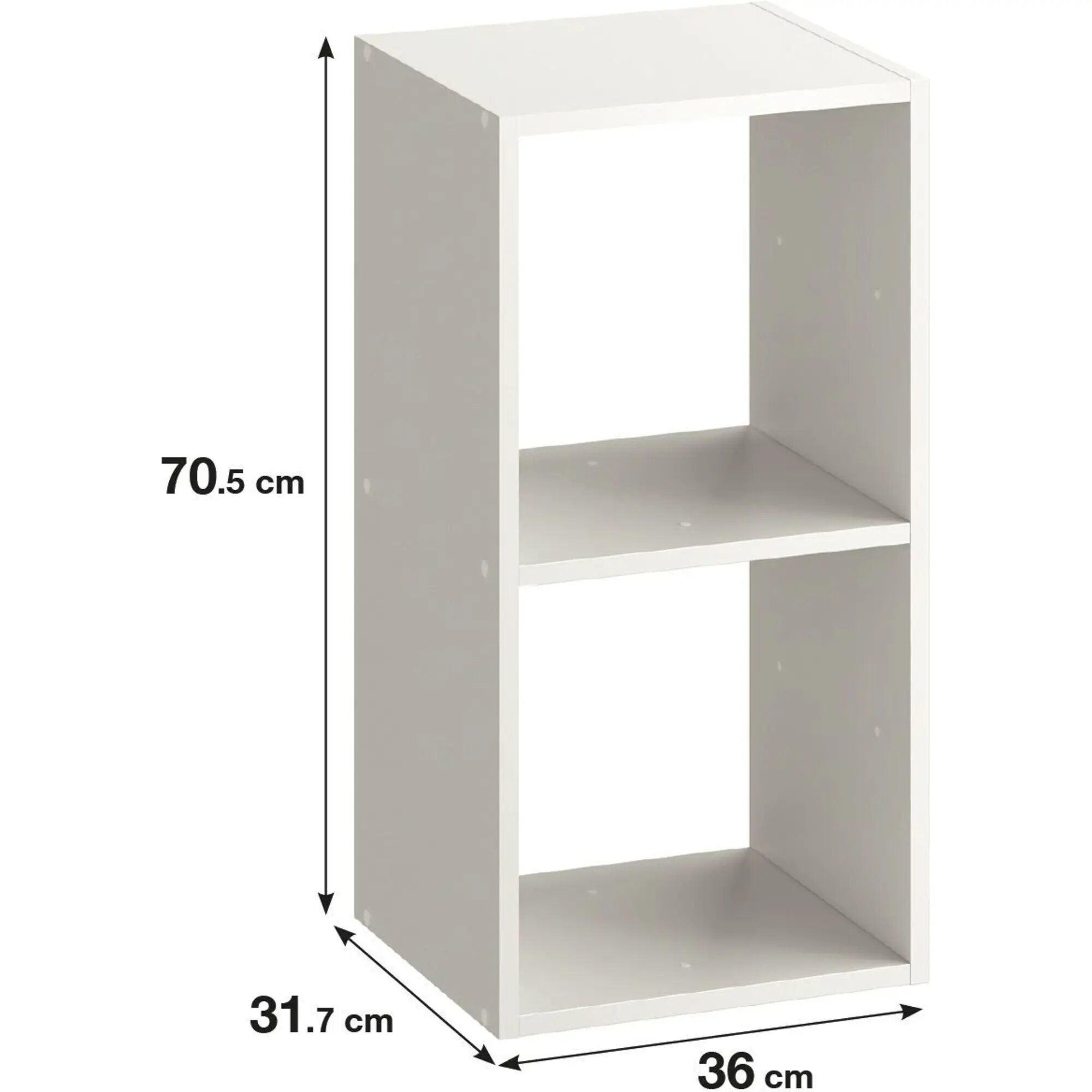 Стеллаж Spaceo KUB 2 секции 36x70x31.5 см ЛДСП цвет белый