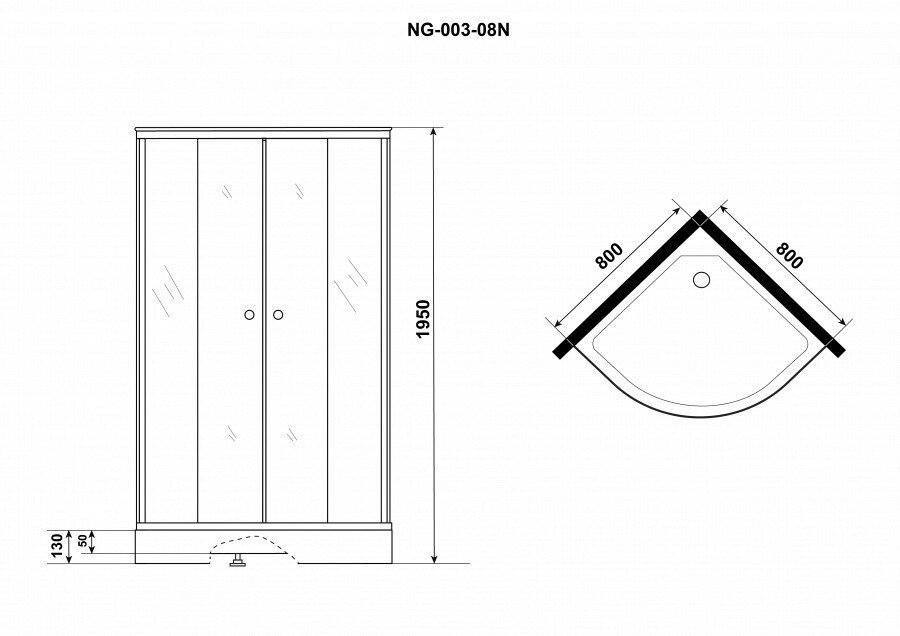 Душевой уголок Niagara Eco NG-003-14N 80х80х195 низкий поддон, стекло матовое - фотография № 3