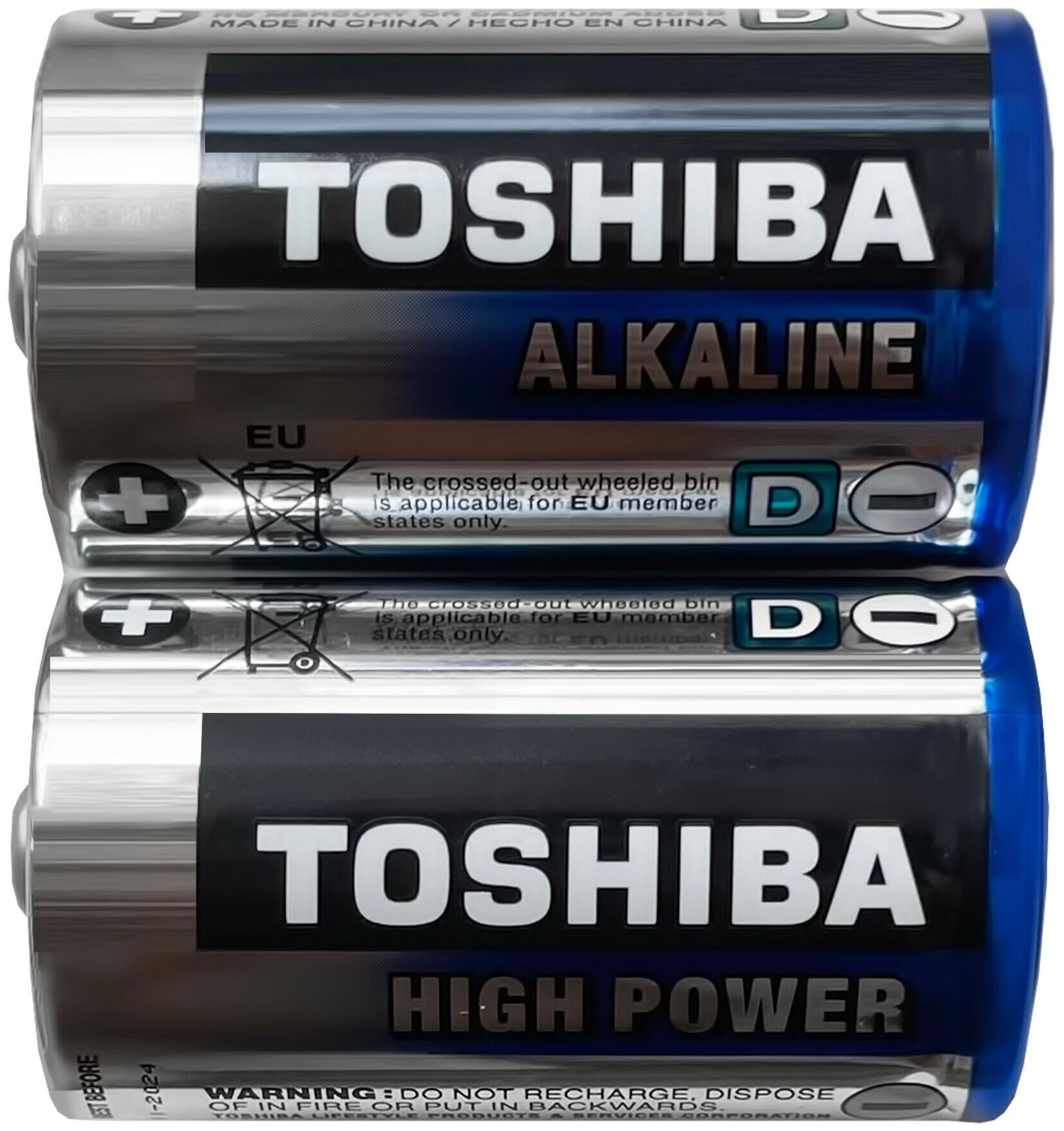 Батарейки Toshiba High Power Alkaline LR20 GCP SP-2CN, (D), спайка 2 шт.