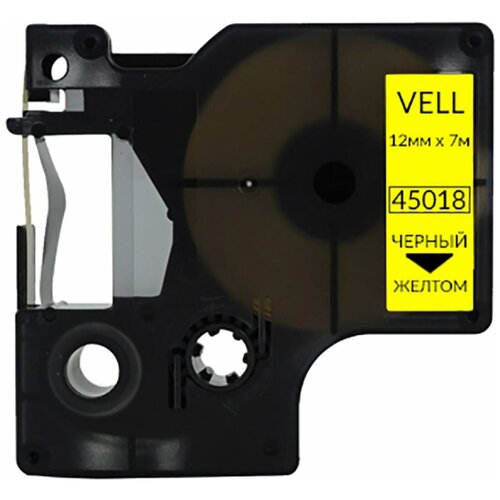 Лента Vell VL-D-S0720580/45018 (12 мм, черный на желтом) для LM 210D/PnP/280/420P/500TS/Rhino 4200/5200/6000 vell45018