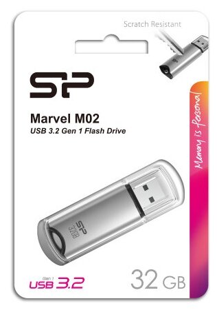 USB флешка Silicon Power 32Gb Marvel M02 silver USB 3.2 Gen 1 (USB 3.0)