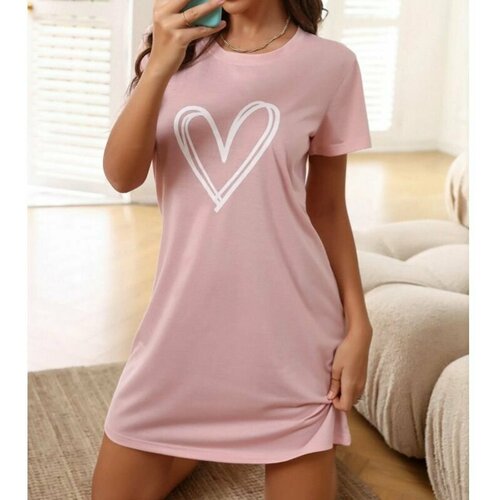 Пижама VitoRicci, рубашка, застежка отсутствует, короткий рукав, размер 52, розовый