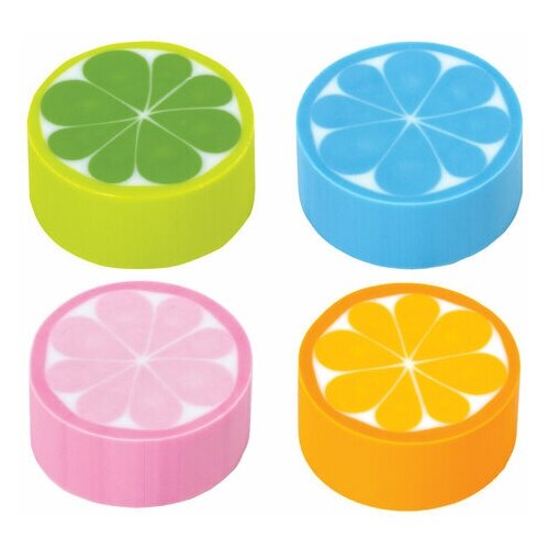 фото Ластик пифагор "лимончики" (27х27х12мм, набор цветов, круглый) 36шт. (228720)