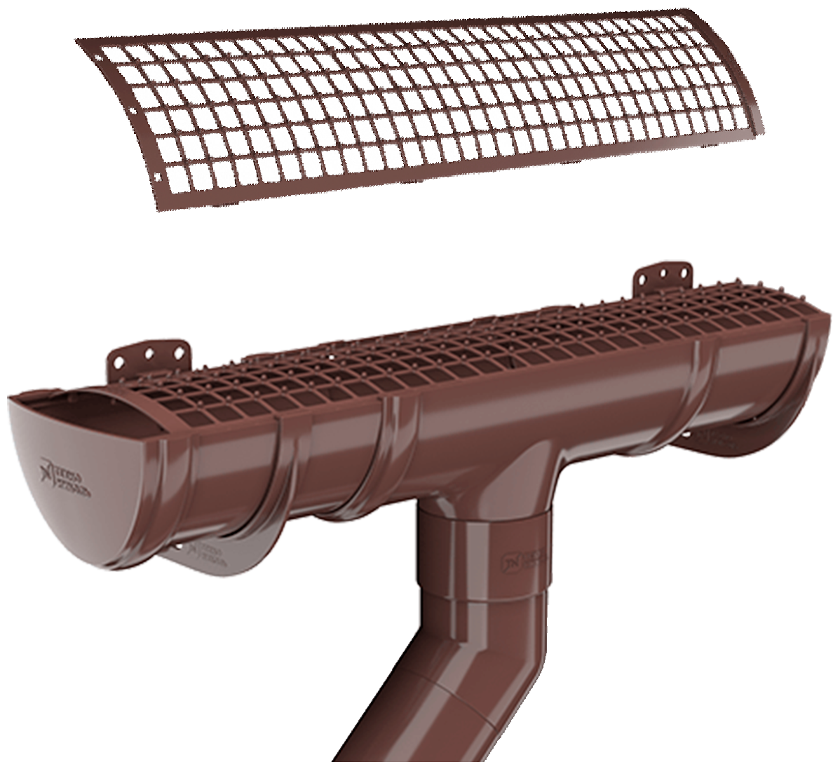 Решетка желоба водосточного защитная Технониколь 125/82мм длина 06м цвет коричневый