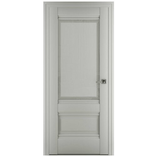 Межкомнатная дверь Турин В4 до Сатинато, Экошпон, матовый серый 2000*700.Комплект (полотно,коробка,наличник)