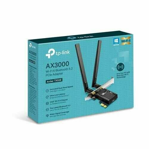 Wi-Fi адаптер + Bluetooth TP-Link Archer TX55E адаптер беспроводной связи wi fi tp link archer tx20e ax1800 dual band wi fi 6 bluetooth