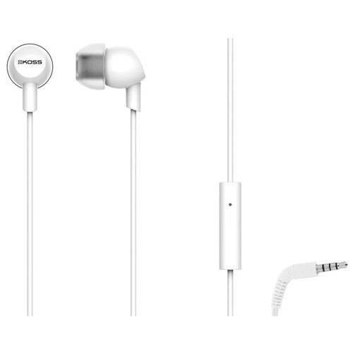 Наушники вкладыши с микрофоном Koss KEB4iW мобильная гарнитура белая 55100₽