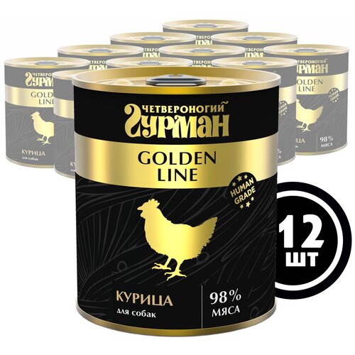 Влажный корм для собак Четвероногий Гурман Golden Line, беззерновой, курица 1 уп. х 12 шт. х 340 г