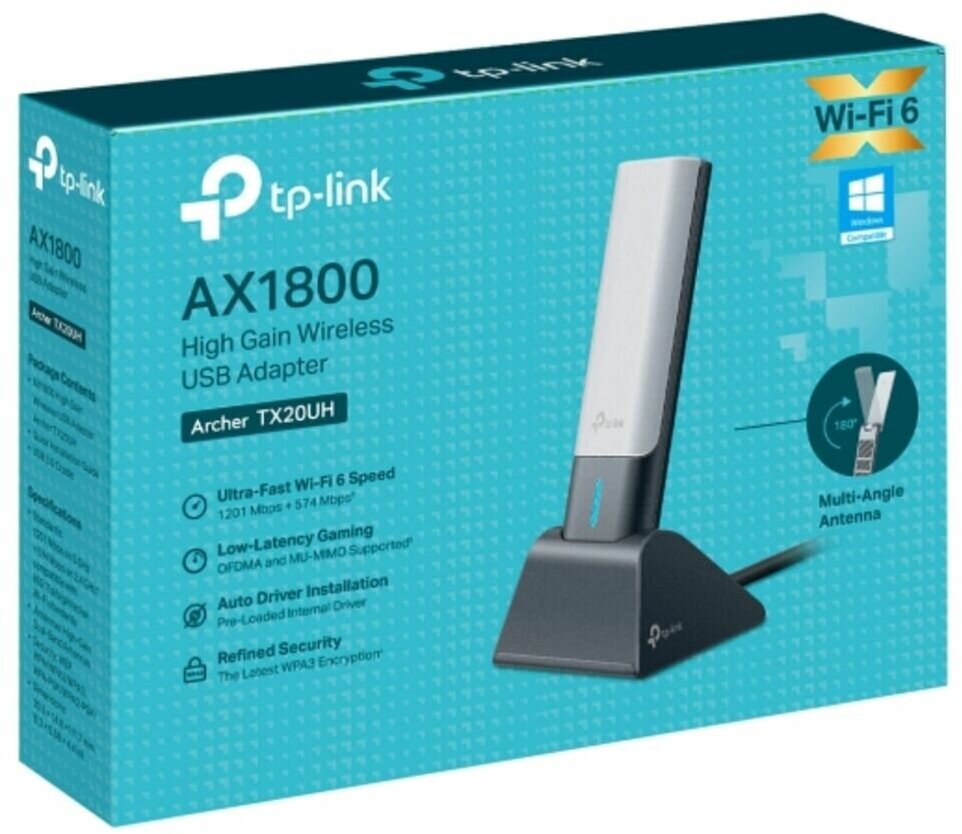 Archer TX20UH AX1800 Двухдиапазонный Wi-Fi 6 USB-адаптер высокого усиления TP-LINK - фото №2