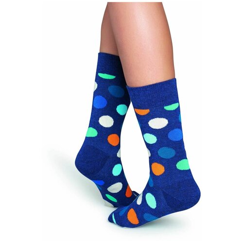 носки унисекс dot sock в мелкий цветной горох синий 29 Носки Happy Socks, размер 36-40, черный, мультиколор, синий