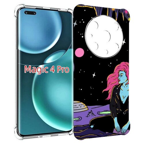 Чехол MyPads девушка с красными волосами в космосе женский для Honor Magic4 Pro / Magic4 Ultimate задняя-панель-накладка-бампер