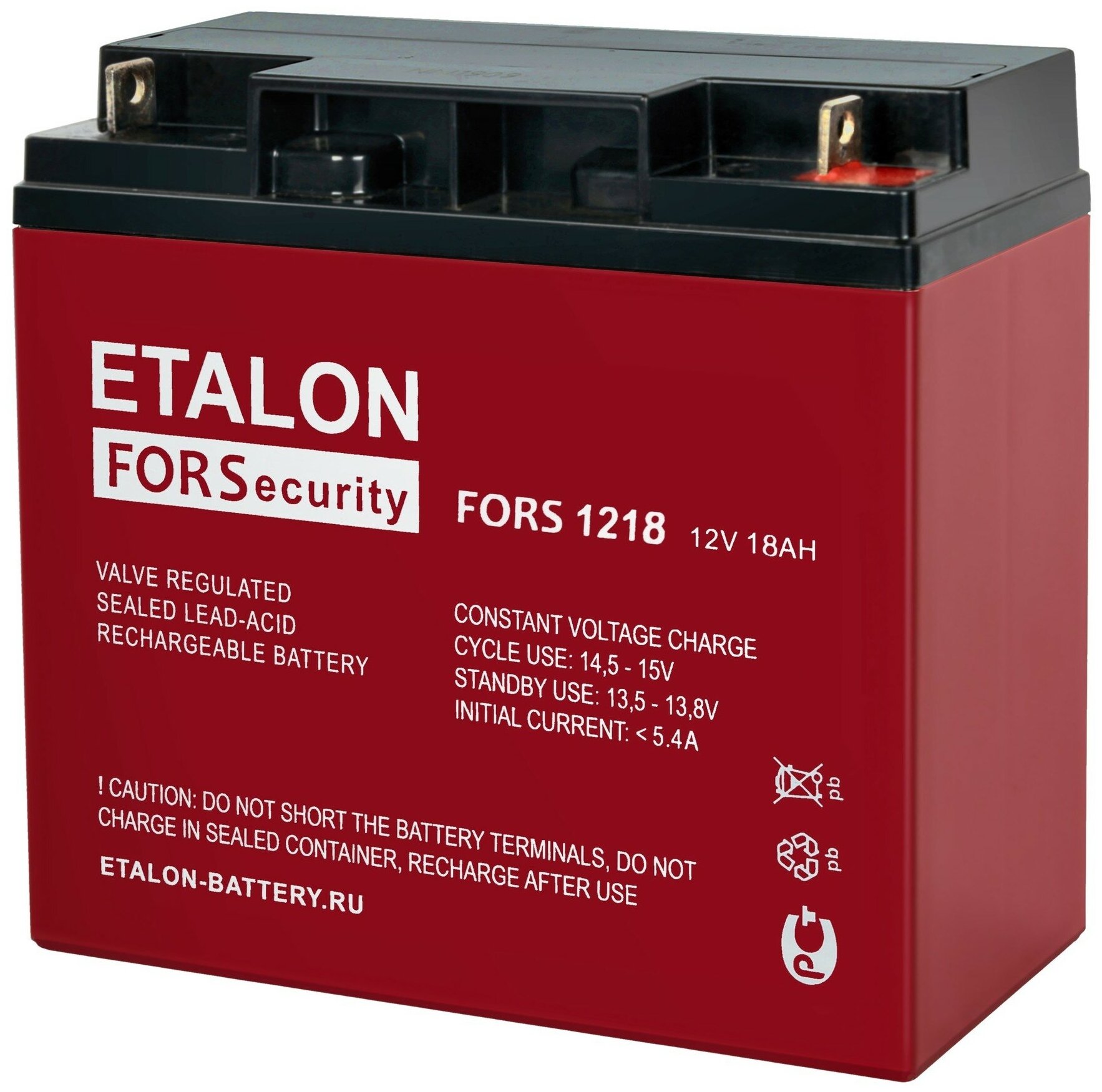 ETALON FORS 1218 Аккумулятор 12 В 18 Ач габариты 181*77*167 мм.