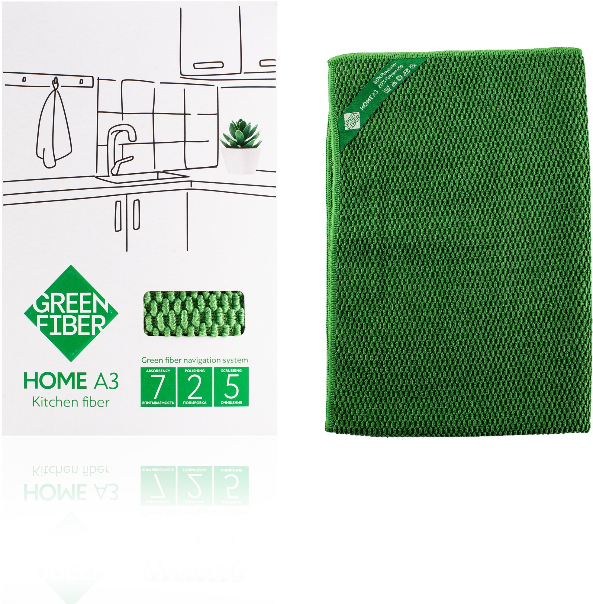 фото Файбер для кухни Green Fiber HOME A3, зеленый