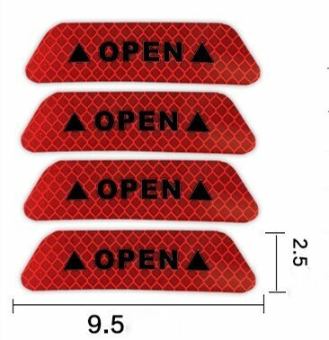 Светоотражающие наклейки "OPEN" на двери и багажнике, 4 штуки в комплекте