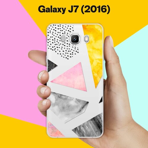 Силиконовый чехол на Samsung Galaxy J7 (2016) Треугольники / для Самсунг Галакси Джей 7 (2016) матовый силиконовый чехол на samsung galaxy j7 2016 самсунг галакси джей 7 2016 папоротник фон 2 черный