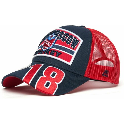 фото Бейсболка atributika & club, размер 55-58, красный, синий