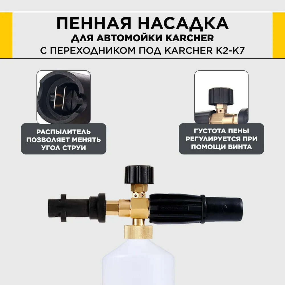 Пенная насадка (пеногенератор) для моек высокого давления Karcher (Керхер) (Совместимость: Karcher серии K2, K3, K4, K5, K6, K7) - фотография № 4